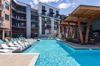 Luxurious saltwater pool with sun shelf loungers